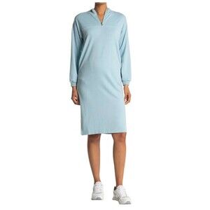 STITCHDROP Sweatshirt Dress Womens S Blue Quarter Zip French Terry Mock Neck NWT
